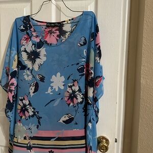 Blue Floral Painted Pony Women's Top